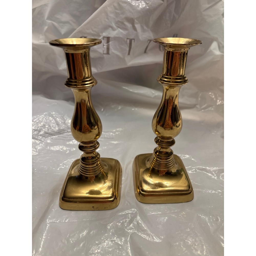 Set Of VTG 7'' Brass Candle Holders Statement Piece Shelf Decor Table Decor MCM